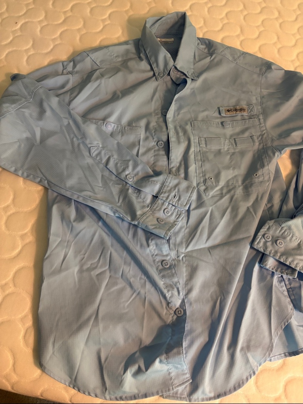 Columbia Light Blue Men's Performance Long-Sleeve Shirt PFG size XS